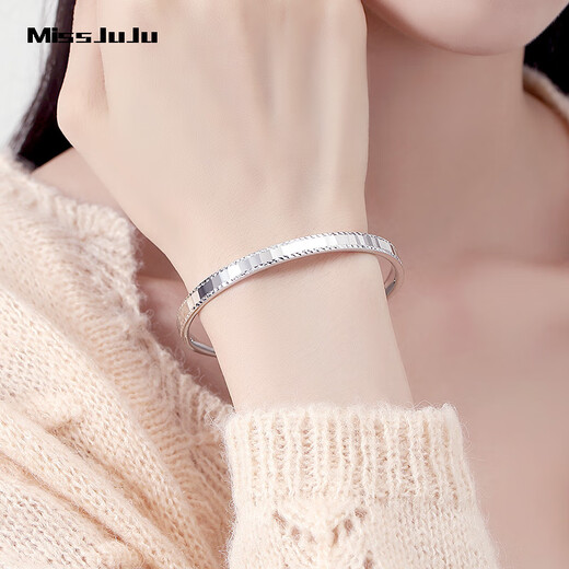 Miss JuJu pt950 platinum push-pull bracelet for women semi-solid platinum bracelet with adjustable horse buckle PT950 23.29 g