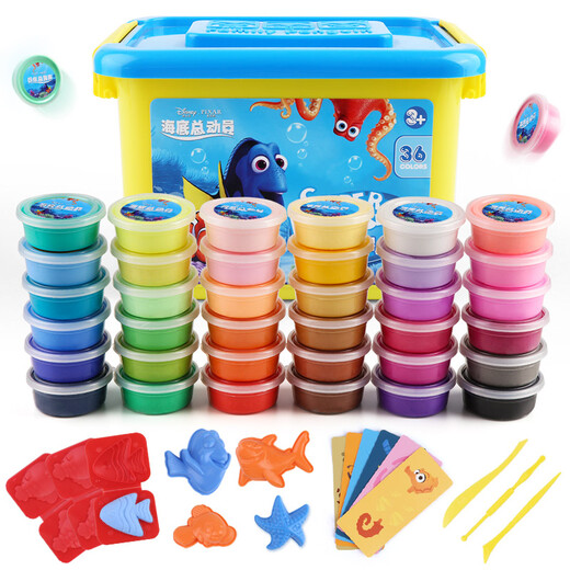 [70% neu] Eltern-Kind Pinguin Bunte Schlamm Plastil Plasticine Clay Clay Ultra-leichter Tonraum Sand 36 Farbe Disney Finding Nemo Light Schlamm Kindertag Geschenke Jungen und Mädchen Spielzeug handgefertigt DIY Storage Box Set