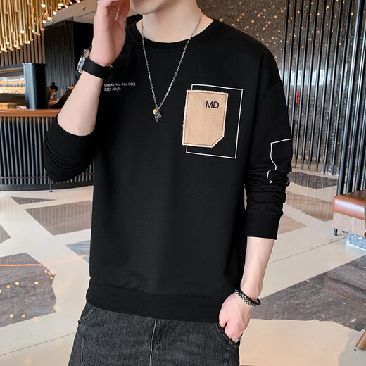 Sweat-shirt de pic pour hommes fine couche rond à la marque tendance de base de base lâche