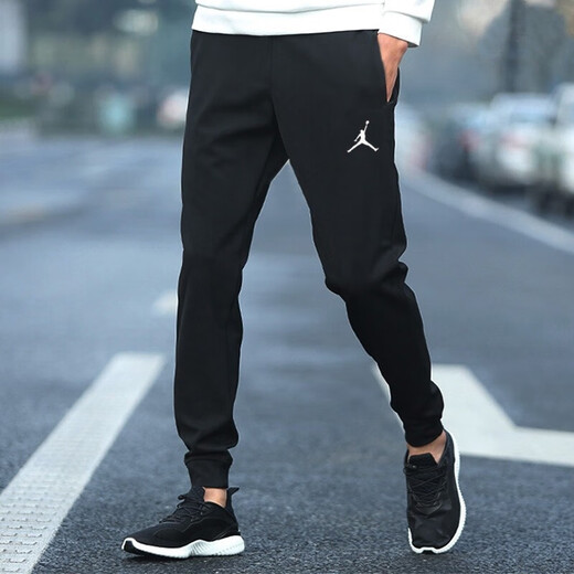 Nike (NIKE) men's trousers spring new sports pants knitted cuffed ankle casual sports trousers small leg pants windproof sweatpants DA9859-010/AJ classic/washed black gray M