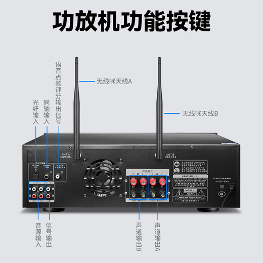 Xianke AV-312V Home KTV Audio-Verstärker Special für Heimkartenpaketlautsprecher, Hochfutterbluetooth-drahtloser Musik-Hochleistungs-Musikverstärker mit Mikrofon