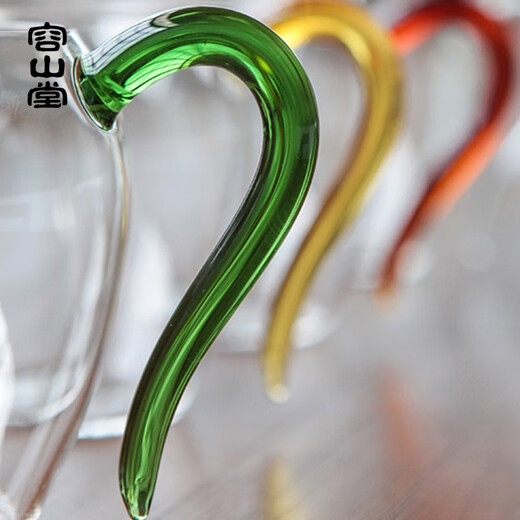 Rongshantang He ware glass fair cup tea drain three-piece set heat-resistant thickened tea divider tea sea tea cup Kungfu tea set accessories He ware glass crystal color tea cup tea sea - amber large size