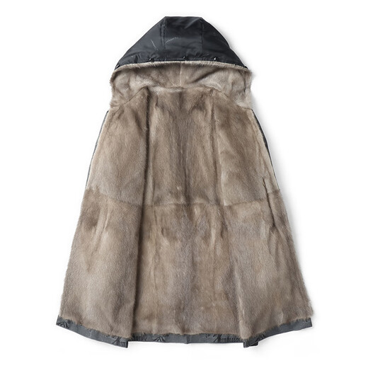 Caesars Pygie Mink Innen unten Herrenfell Nerzmantel Voller Nerkenhaube Nickelmantel Abnehmbarer innerer unten Navy xl