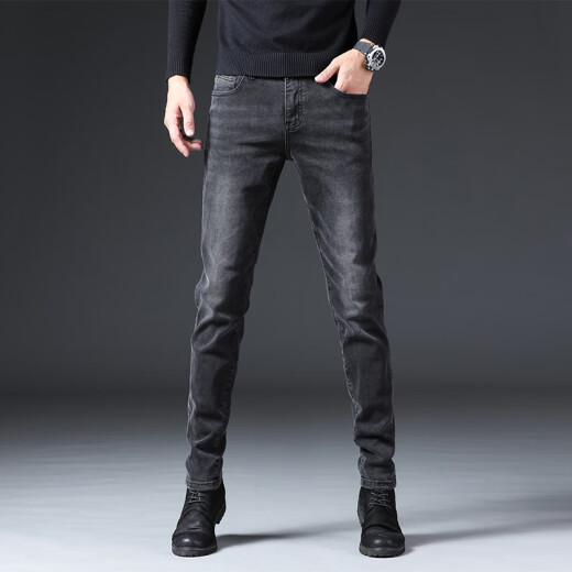 
AEMAPE American Apple high-end jeans men's summer thin slim-fitting small feet men's pants elastic trendy casual pants men 1049 gray size 33 size waist circumference 2 feet 6 suitable for 140-150 Jin [Jin equals 0.5 kg]