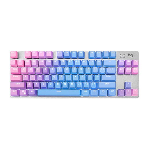 罗技（Logitech） K835机械键盘 有线游戏键盘 办公84键TTC轴 商务家用电竞键盘短款小尺寸台式机笔记本吃鸡键盘 K835 白色青轴-蓝色妖姬键帽