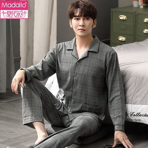 维多利亚的格调睡衣男士棉家居服长袖可外穿2022年新款套装春秋季 3882 M 体重50-