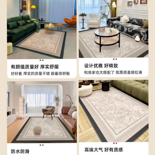 Fanmubo VANMBO carpet living room 2024 new French bedroom bedside blanket with no washing and erasable waterproof household room sofa floor mat thick Fuyun-16788 160cm*230cm