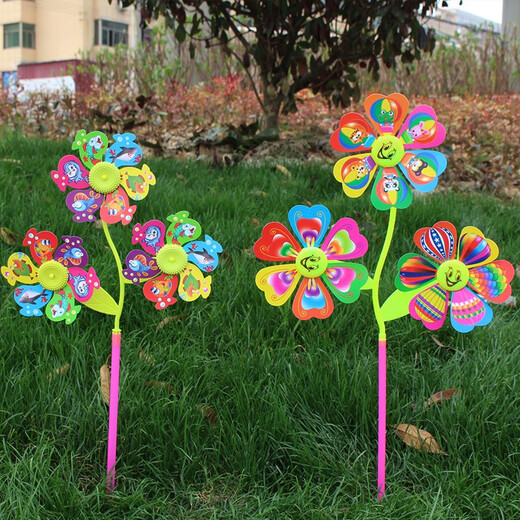 Buntes Windmühlen Kindergartenpark Event Dekoration Plastik Windmühle Kinderspielzeug landschaftlicher Windmühle Bunt sieben Blatt Windmühle