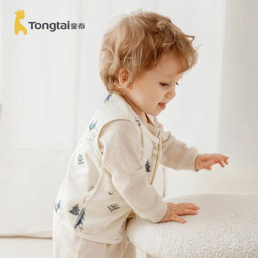 童泰（TONGTAI）婴儿马甲春秋纯棉宝宝衣服儿童家居服内衣男女童上衣开衫背心 蓝色 73 cm