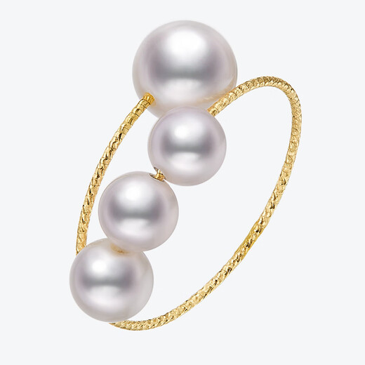 Meluxe akoya seawater pearl ring proposal confession to show love wedding ring female ring birthday gift for my wife large beads 6-6.5mm, small beads 4.5-5mm