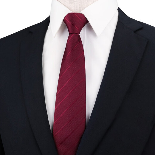 叕二叕礼服5件套酒红领带正装结婚新郎男领结方巾领带夹情人节生日礼物 圆囍