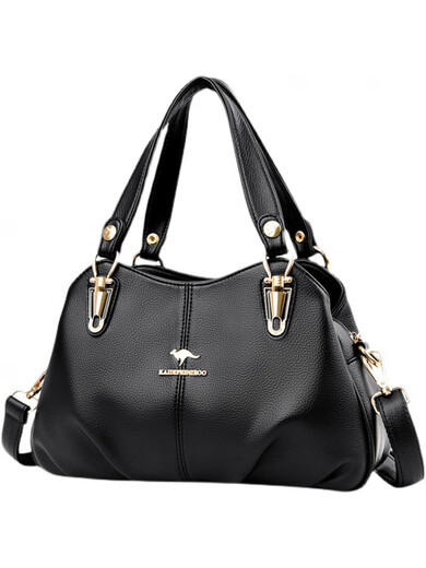 Kuqi Kangaroo genuine leather crossbody bag for women, soft leather middle-aged mother bag, women's casual handbag, mother-in-law bag, shoulder bag, women's bag, yellow brown