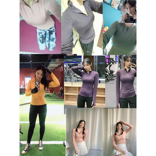 KONGYU yoga wear women's sports suit spring and summer long-sleeved top fitness wear Pilates training quick-drying purple top L