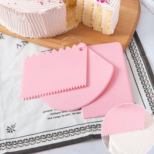 FOR BAKE plastic scraper, hard plastic slicing knife, rectangular serrated arched scraper, three-piece set