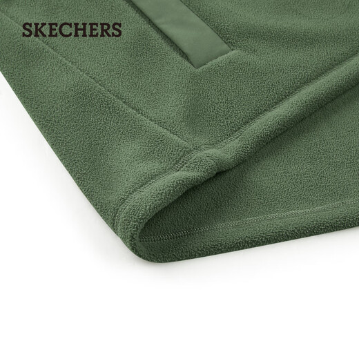 Skechers men's and women's knitted velvet comfortable insulated windbreaker sweatshirt L424M039 thyme green/031F M