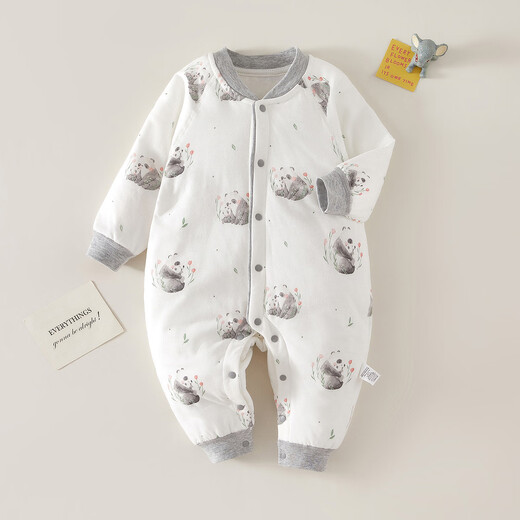 Disney (Disney) baby clothes autumn and winter warm pure cotton type A thin cotton clothing jumpsuit newborn quilted long-sleeved hayibao pink goose thin cotton jumpsuit 66cm 66 size recommended for about 3-5 months