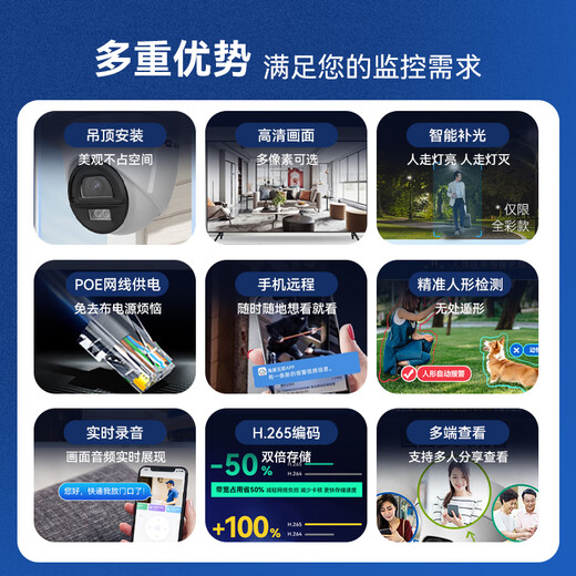HikVISION surveillance camera 2 million pixel mobile phone remote infrared night vision POE home indoor and outdoor monitor commercial equipment waterproof outdoor 6MM
