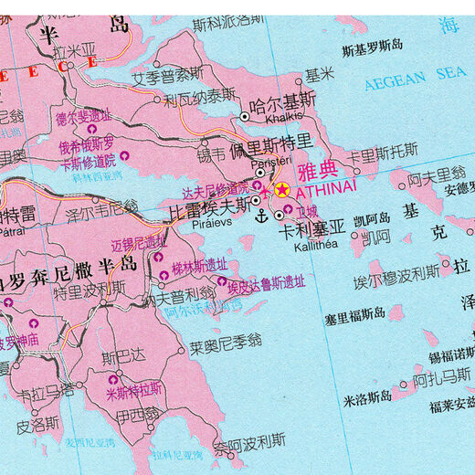 2023新款 巴尔干半岛 希腊 罗马尼亚 塞尔维亚 中文版 海报 13590cm（高X宽） 油画布（有配送专业胶不伤墙）