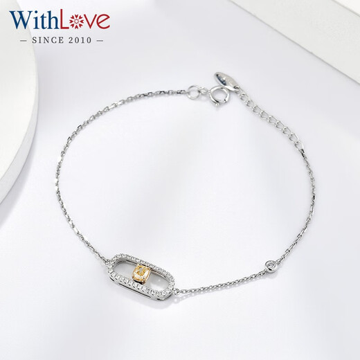 WithLove Sliding Yellow Diamond Diamond Bracelet Natural Genuine 18K Color Gold Group Set Simple Temperament Women Main Diamond 22 Points/Secondary Diamond 16 Points White 18K Gold/Ready Stock