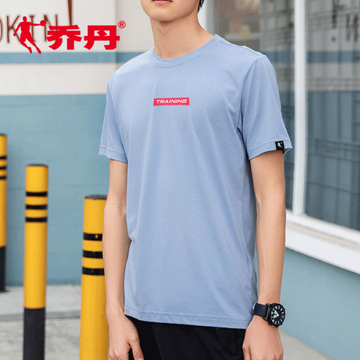 Jordan T-shirt à manches courtes pour hommes Coton Pure Pure Coton respirant à manches à manches à manches Tops de fitness Vêtements de sport Men à manches courtes 1349 Hydrogène Blue-Letter (coton pur) S