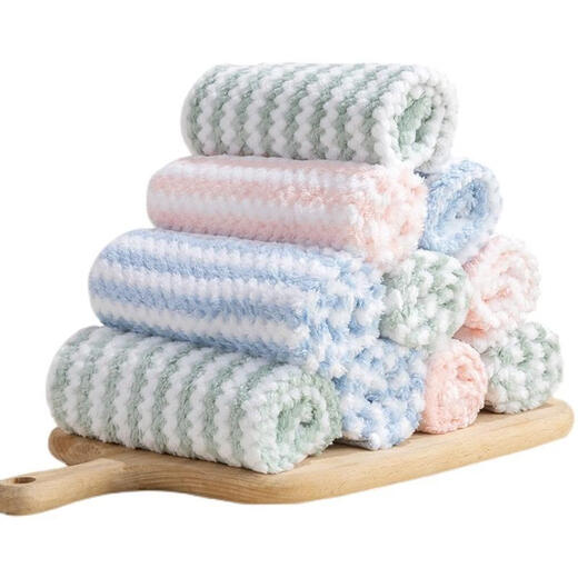 Coral velvet dishcloth, kitchen rag, water-absorbent, non-greasy, housekeeping cleaning, coral velvet wavy rag - 1 piece in random colors