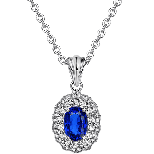 Ting Liang 0.7 carat Sri Lankan natural sapphire pendant 18k gold inlaid diamond necklace ready stock with 18K gold necklace
