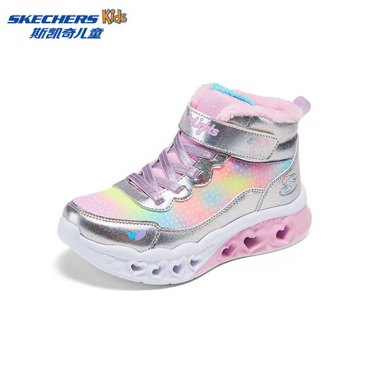 
Skechers Children's Autumn and Winter Warm Sneakers Comfortable Flash Light Casual Cotton Boots 302677L 677L Silver/Multi-Color/SMLT 34