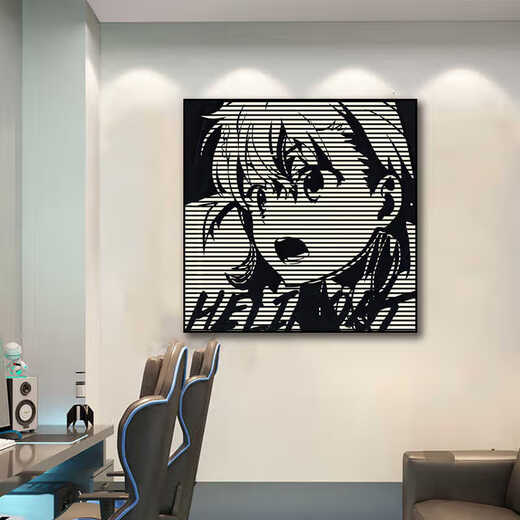 
Chengzai aokizy hanging painting trendy black and white living room sofa background wall decoration painting e-sports room cartoon bedroom bed JD13971 30*30