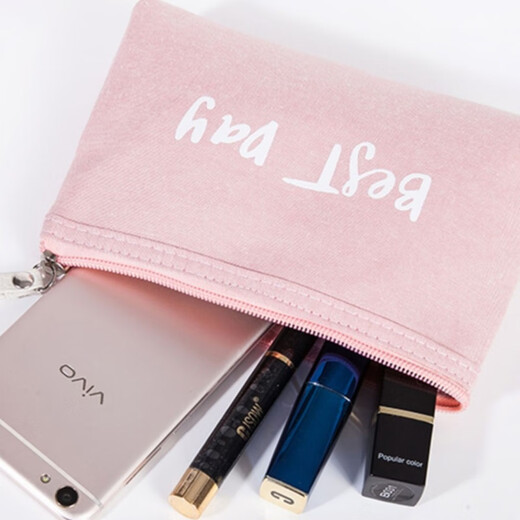 Portable Printed Cosmetic Bag Internet Celebrity Small Storage Bag Portable Simple Fabric Cute Girl Lipstick Cosmetic Bag Kapok Purple