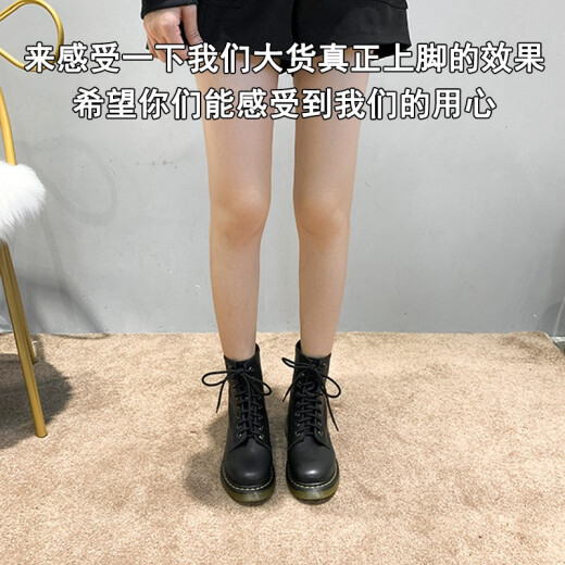 Tanxun Martin boots for women in autumn and winter new couple style women's boots cowhide British style boots women's shoes warm and heightening short boots for women 1460 - black eight holes single li 43 recommended to choose one size smaller