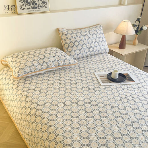 Yazan's new six-layer pure cotton gauze soft mat newborn baby bedding set innocence series flower cat 220*240cm extra large double sheet