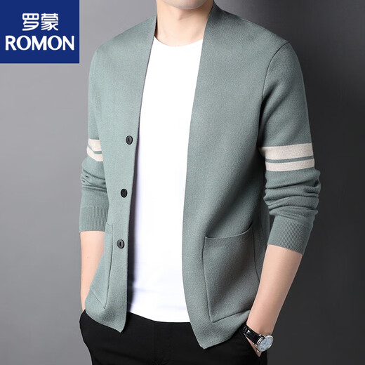 罗蒙（ROMON）早秋针织开衫男春季2025新款潮流青年毛线衣外穿毛衣男士休闲外套 黑色*好质量 S