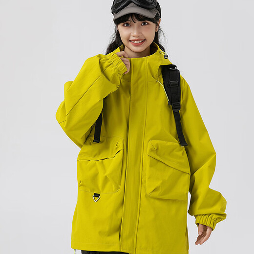 顶峰保罗（Dingfengbaoluo）户外登山冲锋上衣外套男秋冬季宽松防风休闲夹克MYY740荧光绿XL