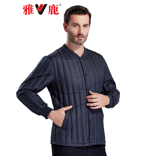 Yalu Yalu middle-aged and elderly down jacket with inner liner to keep warm, autumn and winter men's plus size daddy wear, navy 2XL (180)
