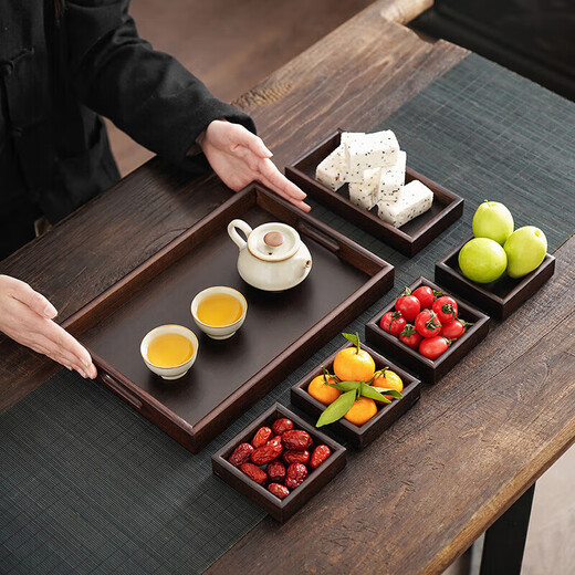 Qixuanyuan stove tea making tools bamboo tea set tray simple home office tea tray compartment storage snack snack tray