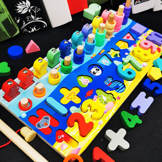 Kinder frühes Bildung Puzzle 1-2-3-6 Jahre alte digitale kognitive Bausteine ​​Baby- und Mädchenspielzeug sehr schön] Digitale Charaktere Fruchttierverkehr Fischerei