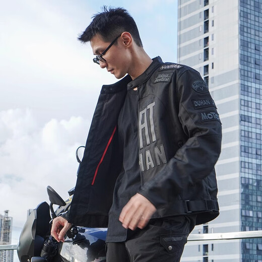 
Duhan Duhan motorcycle riding suit men and women motorcycle four-season jacket racing suit street commuter anti-fall knight suit D-082 black top-Glory version (upgraded back protection 2XL