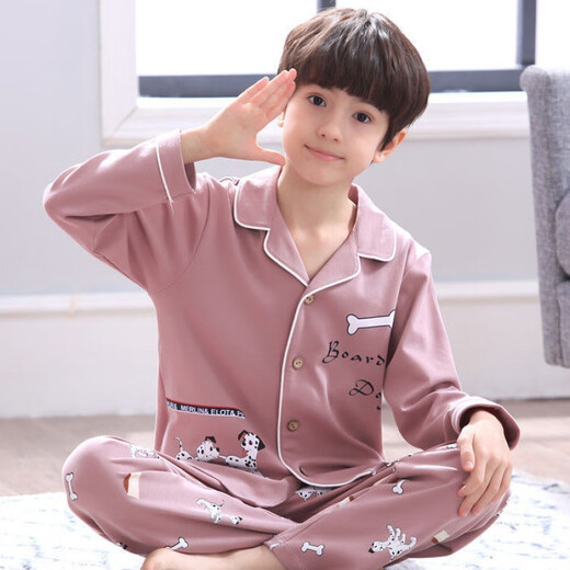 Ran Yilan Fat Boy Pajamas Medium-Grand Children's Years Eve Trousers Autumn and Winter Cotton Long Sleeve Cartoon Boy Set 11165# Yellow Dog One Size 10 Size 100CM Height