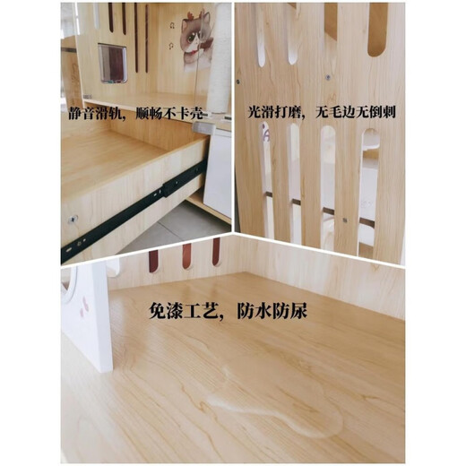 Cat cage with integrated toilet, suitable for large and small kittens, villa indoor household cat house with integrated toilet, solid wood cat, length 120, width 60, height 180cm, environmentally friendly and waterproof model, delivery to home, package installation