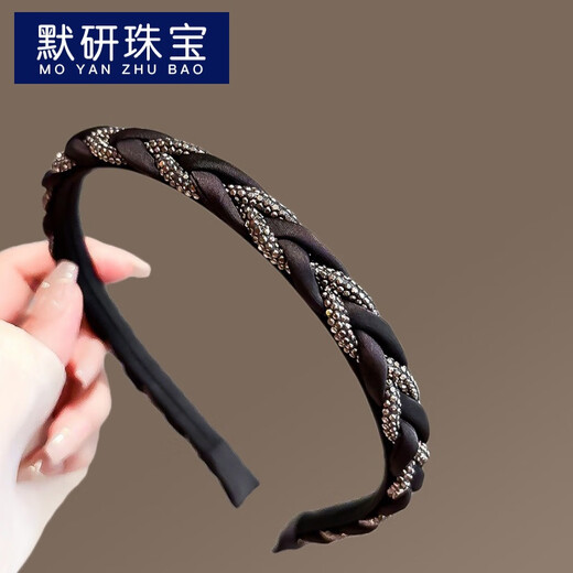 MOYAN Light Luxurious Sparkling Rhinestone Twist Twist Headband for Women 2025 New Niche Simple Pressed Hair Headband Versatile Headgear Zircon Small Twist-Hairband B04-301