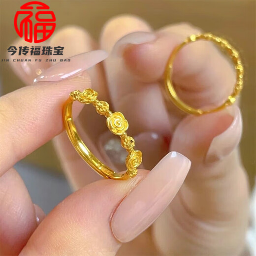 Fat Donglai quality gold-plated silver ring Little Prince Rose Flower Girl New Romantic Retro Style Gold Flower Opening Four Seasons Flower Ring
