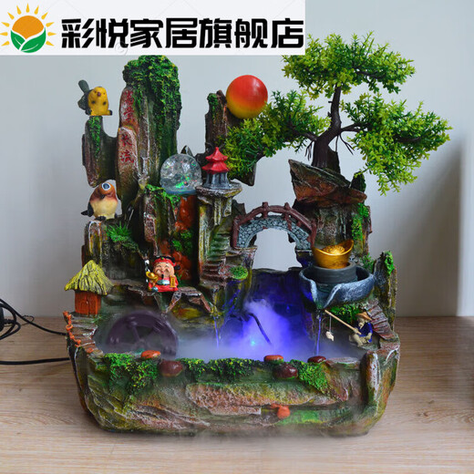 Clcey Wheel Desk Ornaments pour les roues à eau pour hommes, ornements de vent et d'eau pour la rocherie coulant de la fontaine d'eau richesse et ornements de richesse pour les grands arbres ceinture verte d'été ceinture 9715