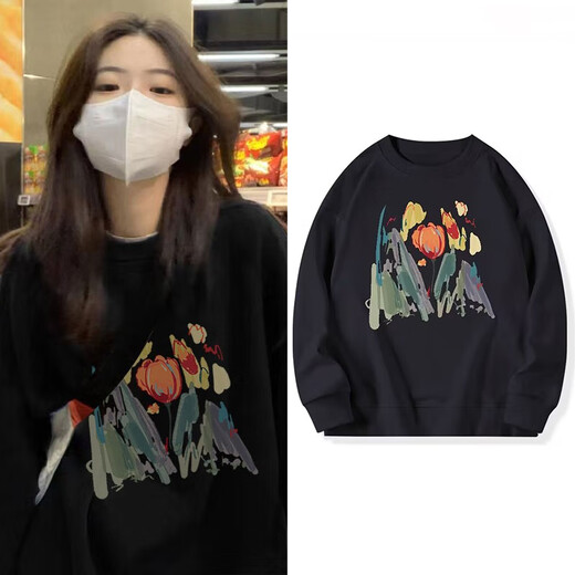 Feili Mushang Fashion Brand Oversize Niche Sweatshirt High Street pour les femmes en automne et hiver américain rétro en cuir rond Round Coup Coat Trend D1049 Black [régulière] xl recommandé 150 Jin [Jin est égal à 0,5 kg]