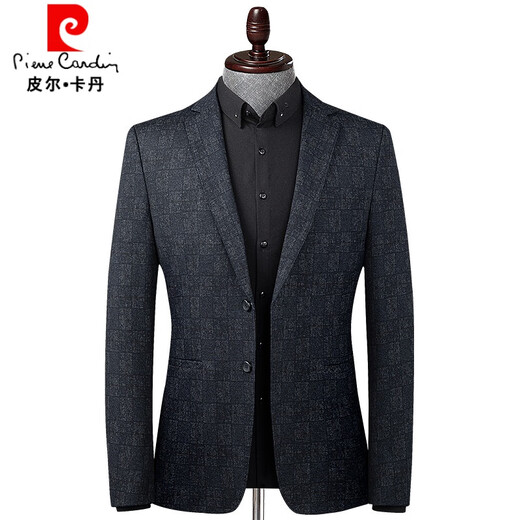 Pierre Cardin men's young and middle-aged casual suits spring and autumn new Korean style business casual small suits slim single suit jacket LB3309 black gray XL 180