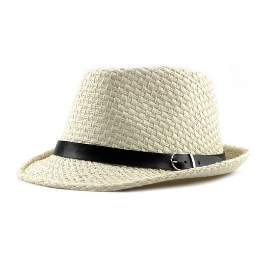 Shiniu Jazz Hut Herren Frühling und Sommer Neuer Sonnenschutzhut Top Hut Urlaub Strohhut mittleren und älterer Sommerhut Khaki Farbe One Size 56-58 cm