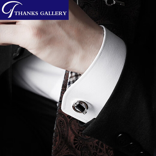 THANKSGALLERY Overseas original imported black mother-of-pearl cufflinks men's French shirt lining cuffs cuffs custom lettering birthday gift