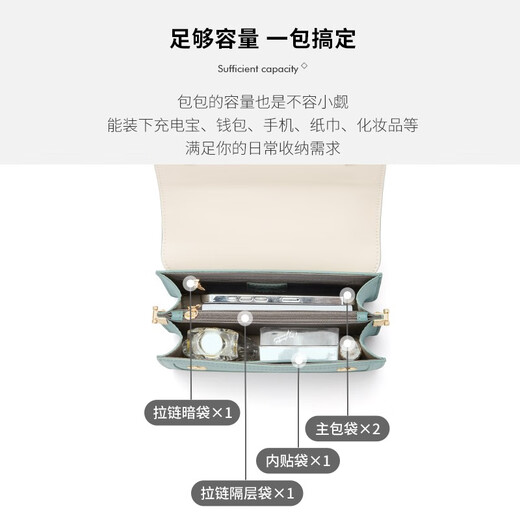 蔻一（Cnoles）包包女包轻奢侈女士斜挎单肩小方包520情人节生日礼物送女友老婆 白配绿【限定礼盒装】