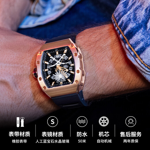 
BONEST GATTI German watch men's mechanical watch barrel type fully automatic men's watch Valentine's Day gift for boyfriend BG9904-A3 Rose Gold [limited model]