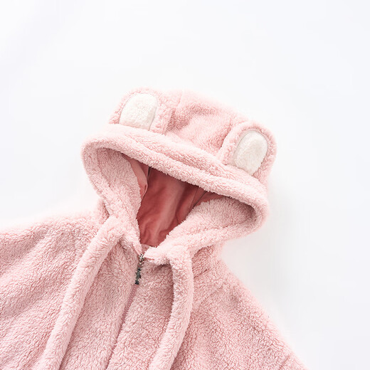 Fenten couple's pajamas autumn and winter thickened hooded coral velvet warm drawstring cartoon fashion home wear pajamas set cherry blossom pink (women's style) XL
