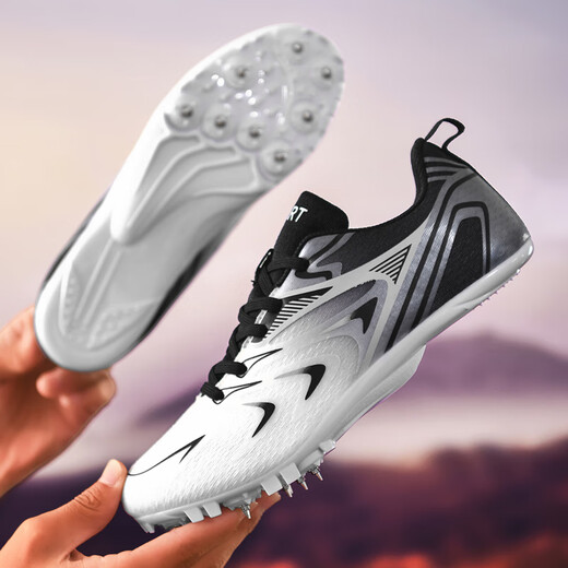 Difuni track and field spikes for female professional sprint students high school entrance examination competition spike shoes for girls long jump candidates track and field running shoes white powder eight spikes standard size 38